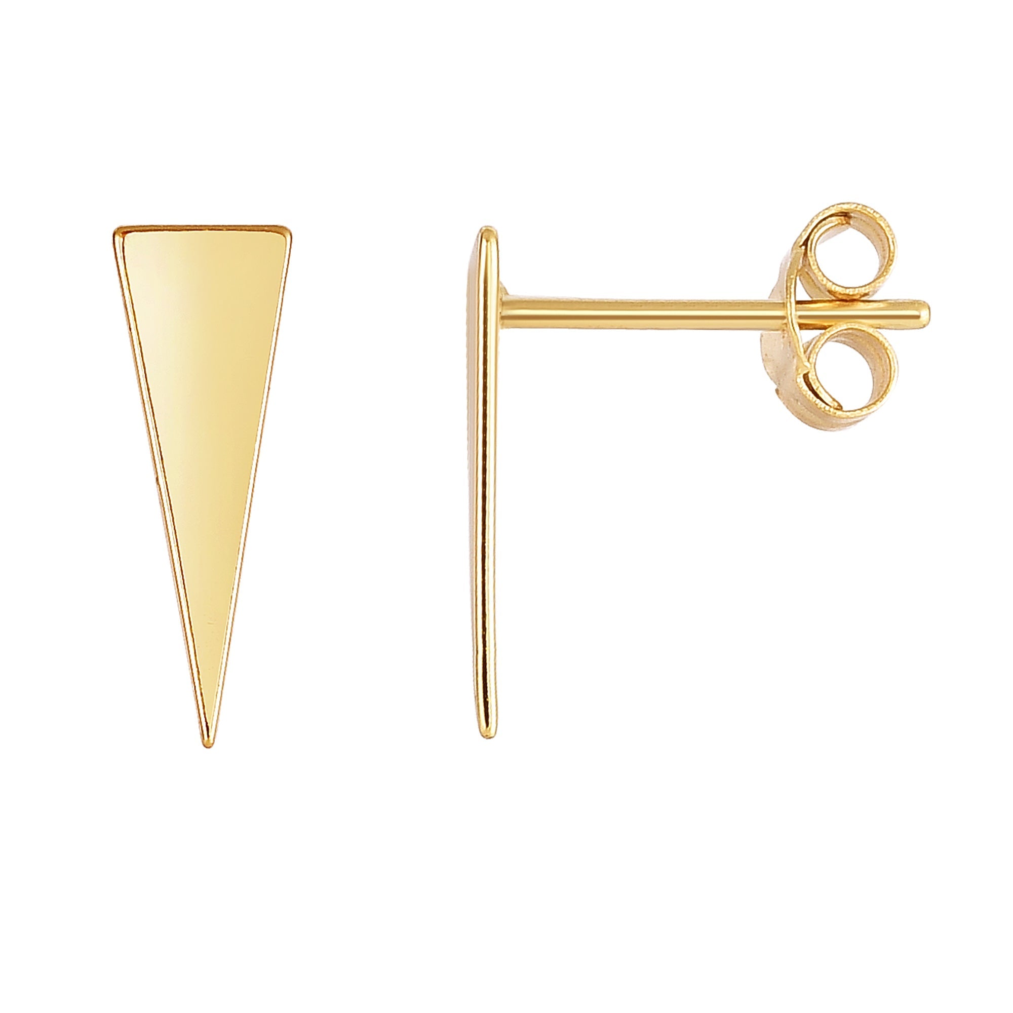 14K Yellow Gold Long Triangle Climber Stud Earrings - JewelryAffairs