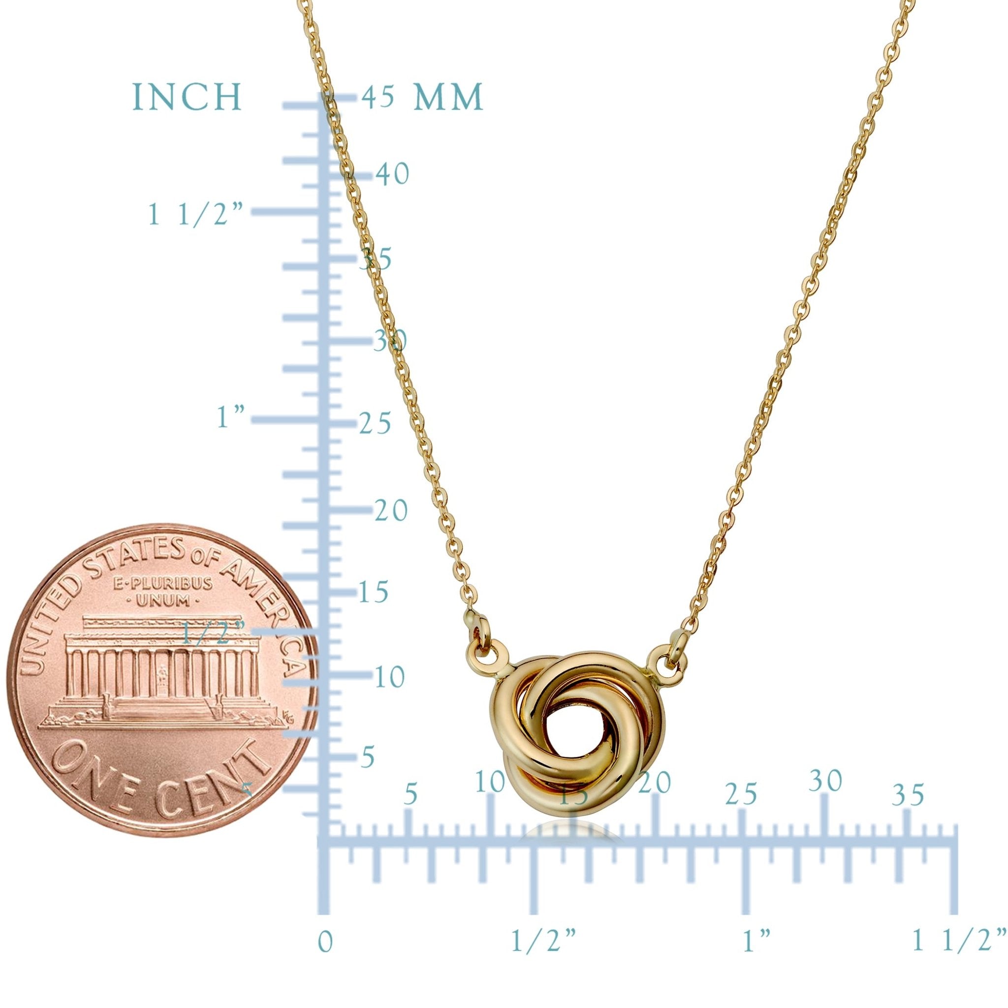14K Yellow Gold Love Knot Pendant Necklace, 17"