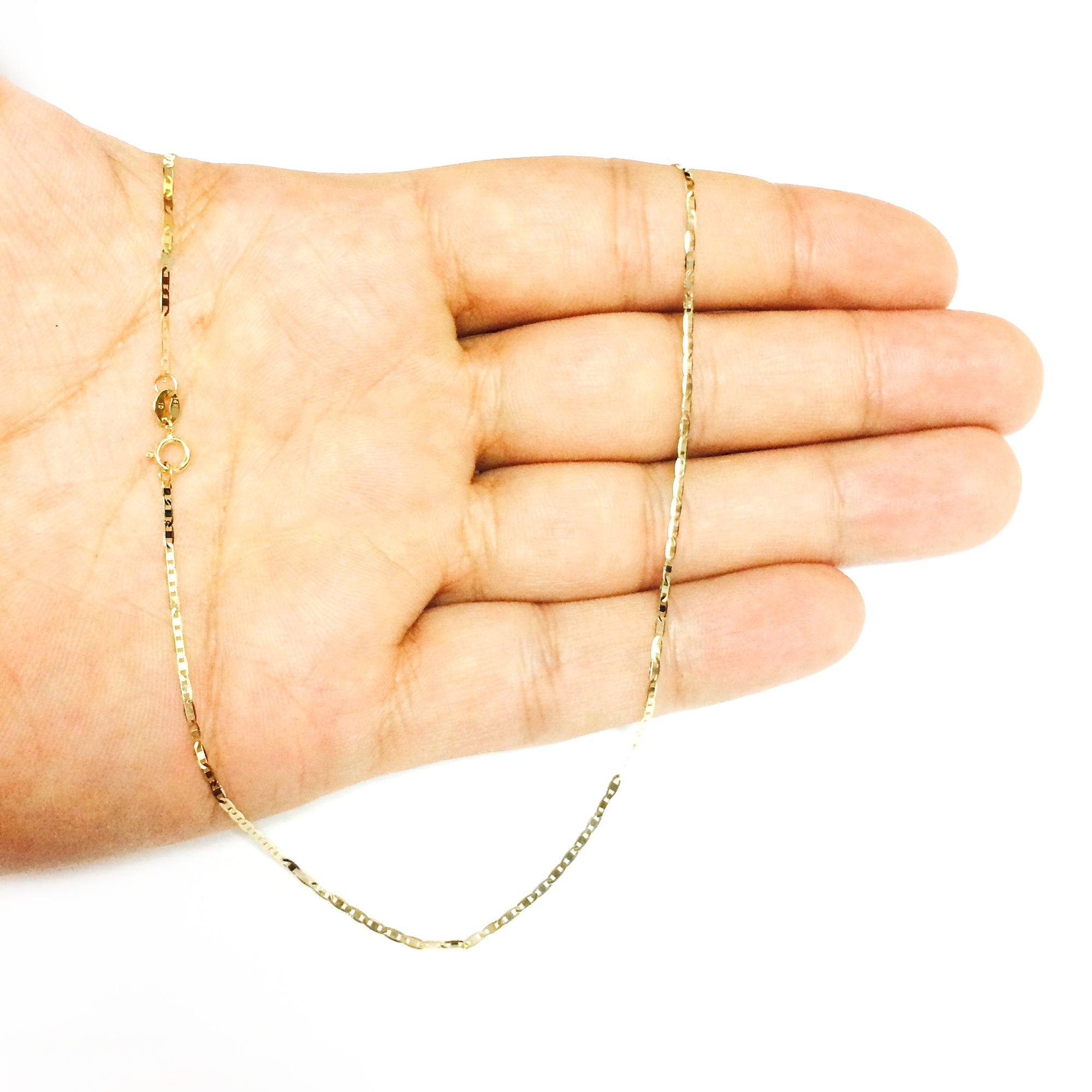 14k Yellow Gold Mariner Link Chain Necklace, 1.2mm - JewelryAffairs