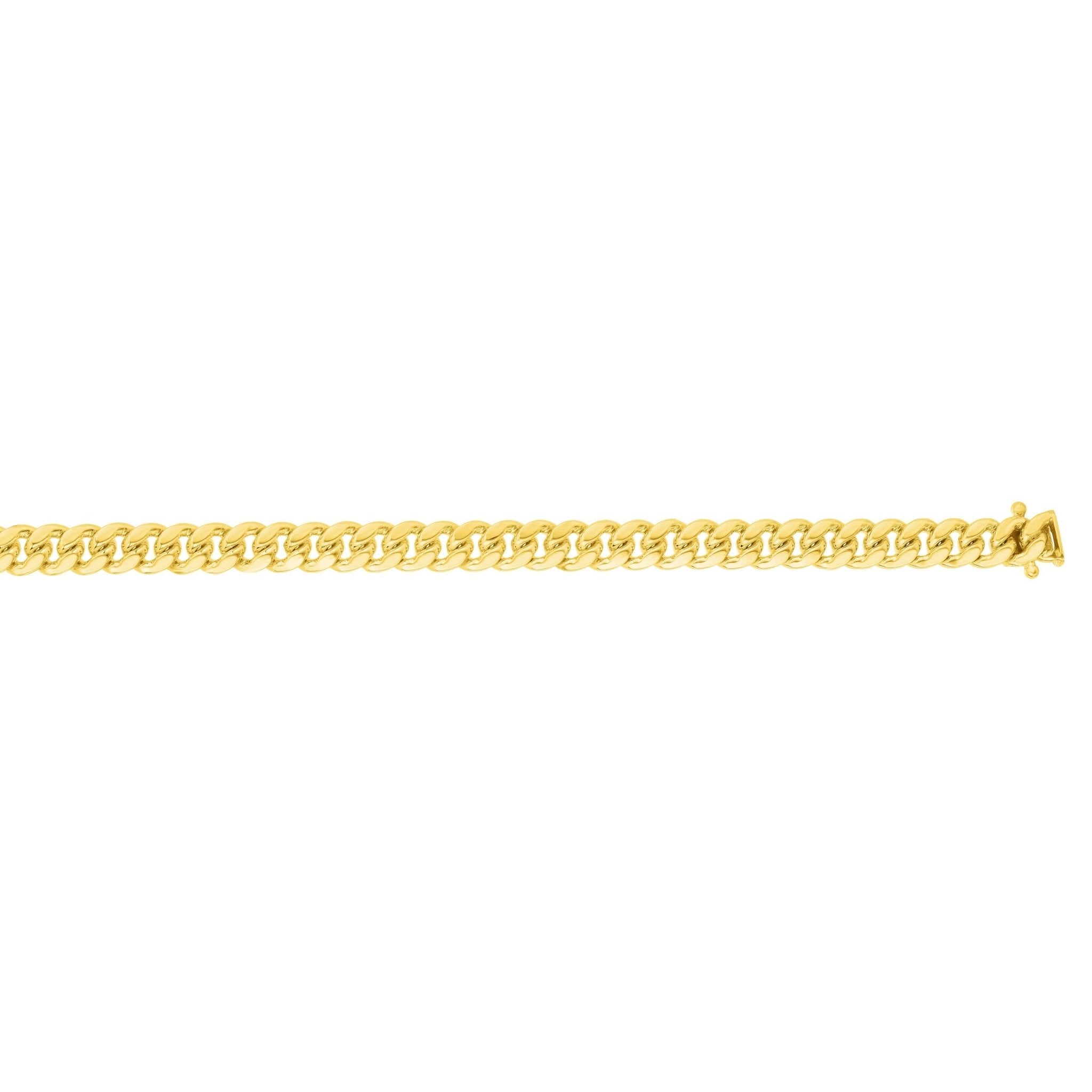 14k Yellow Gold Miami Cuban Link Chain Necklace, Width 11mm - JewelryAffairs