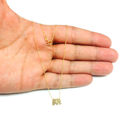 14K Yellow Gold Mini Baby Elephant Pendant Necklace, 16" To 18" Adjustable