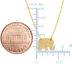 14K Yellow Gold Mini Baby Elephant Pendant Necklace, 16" To 18" Adjustable