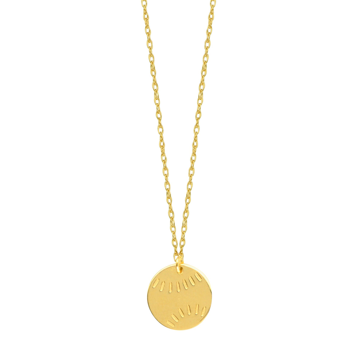 14K Yellow Gold Mini Baseball Necklace, 16" To 18" Adjustable - JewelryAffairs