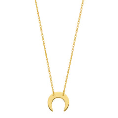 14K Yellow Gold Mini Crescent Moon Pendant Necklace, 16" To 18" Adjustable