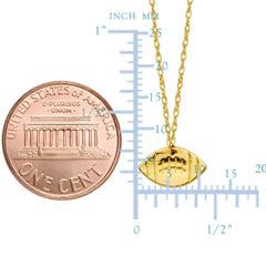 14K Yellow Gold Mini Football Necklace, 16" To 18" Adjustable - JewelryAffairs