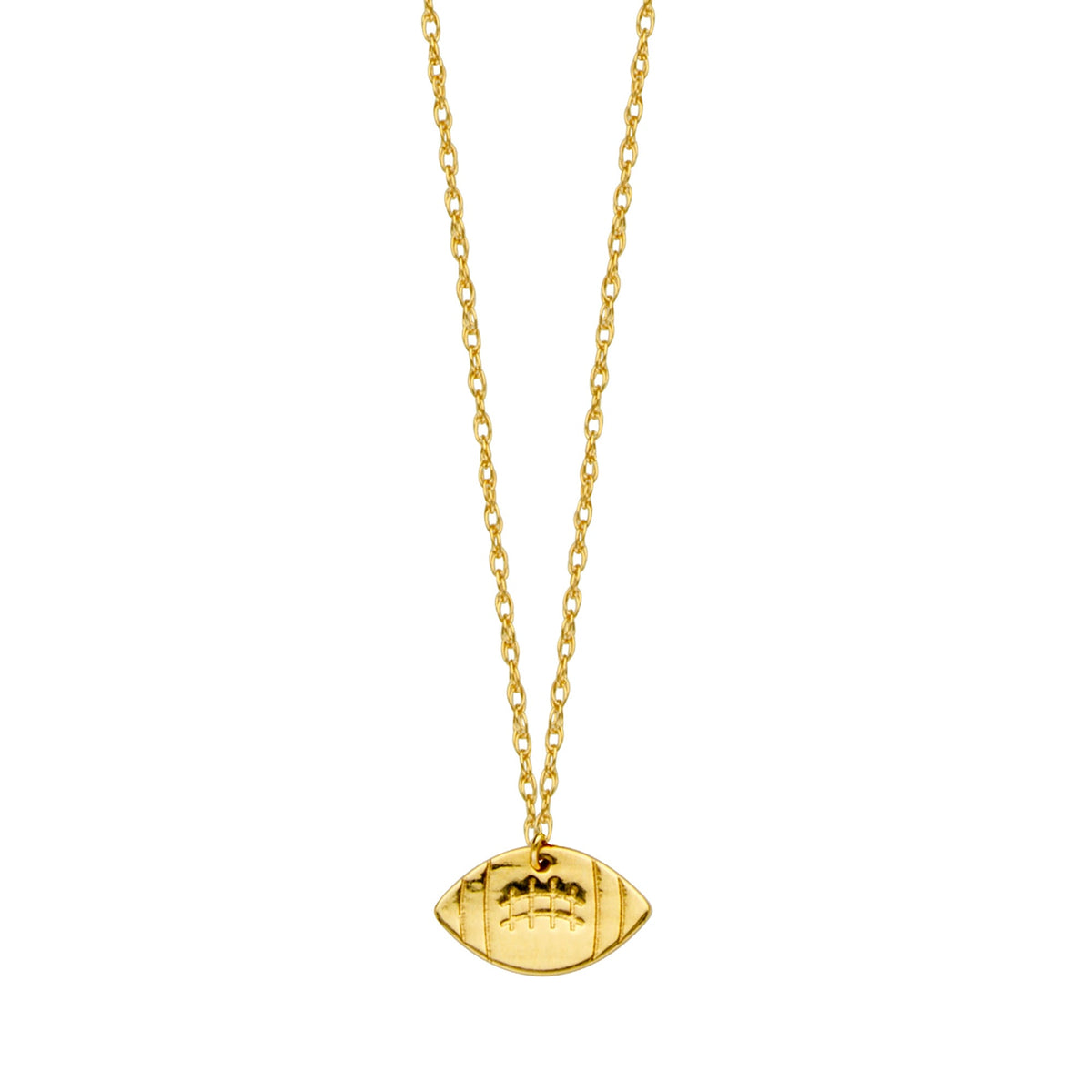 14K Yellow Gold Mini Football Necklace, 16" To 18" Adjustable - JewelryAffairs