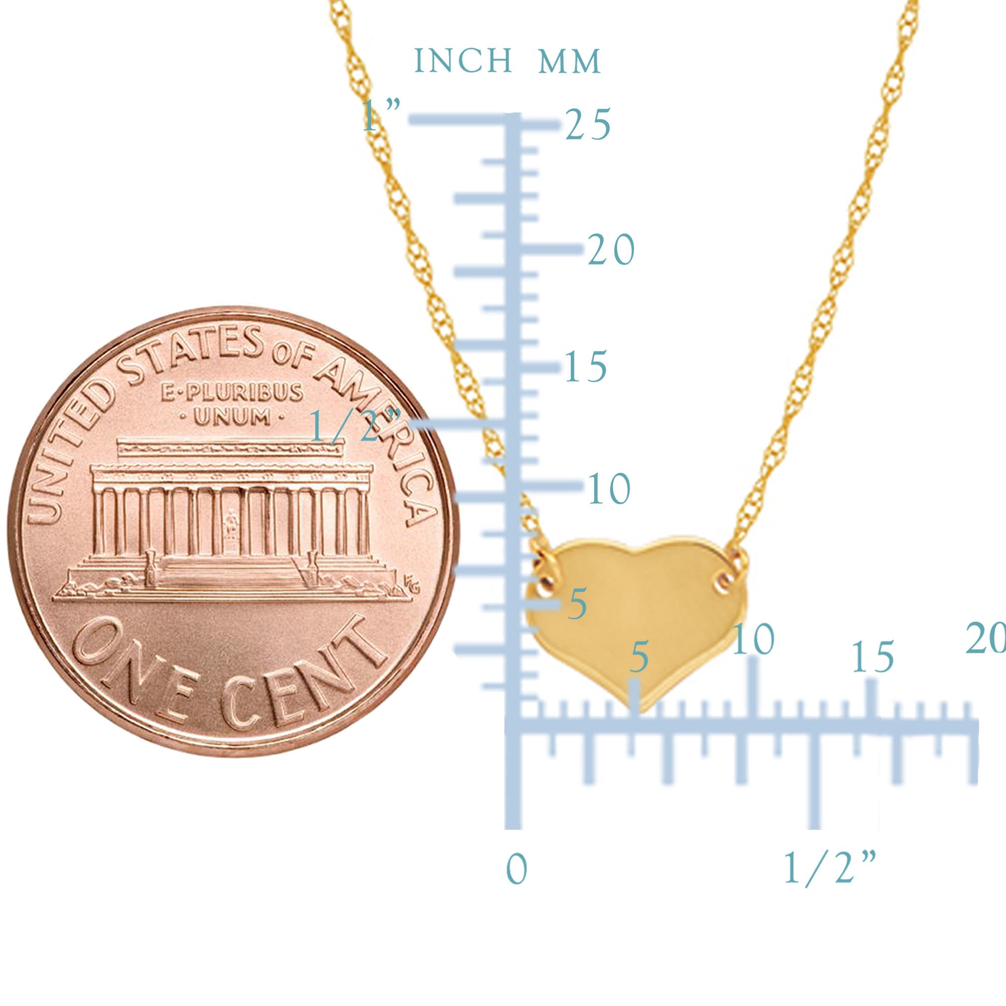 14K Yellow Gold Mini Heart Pendant Necklace, 16" To 18" Adjustable