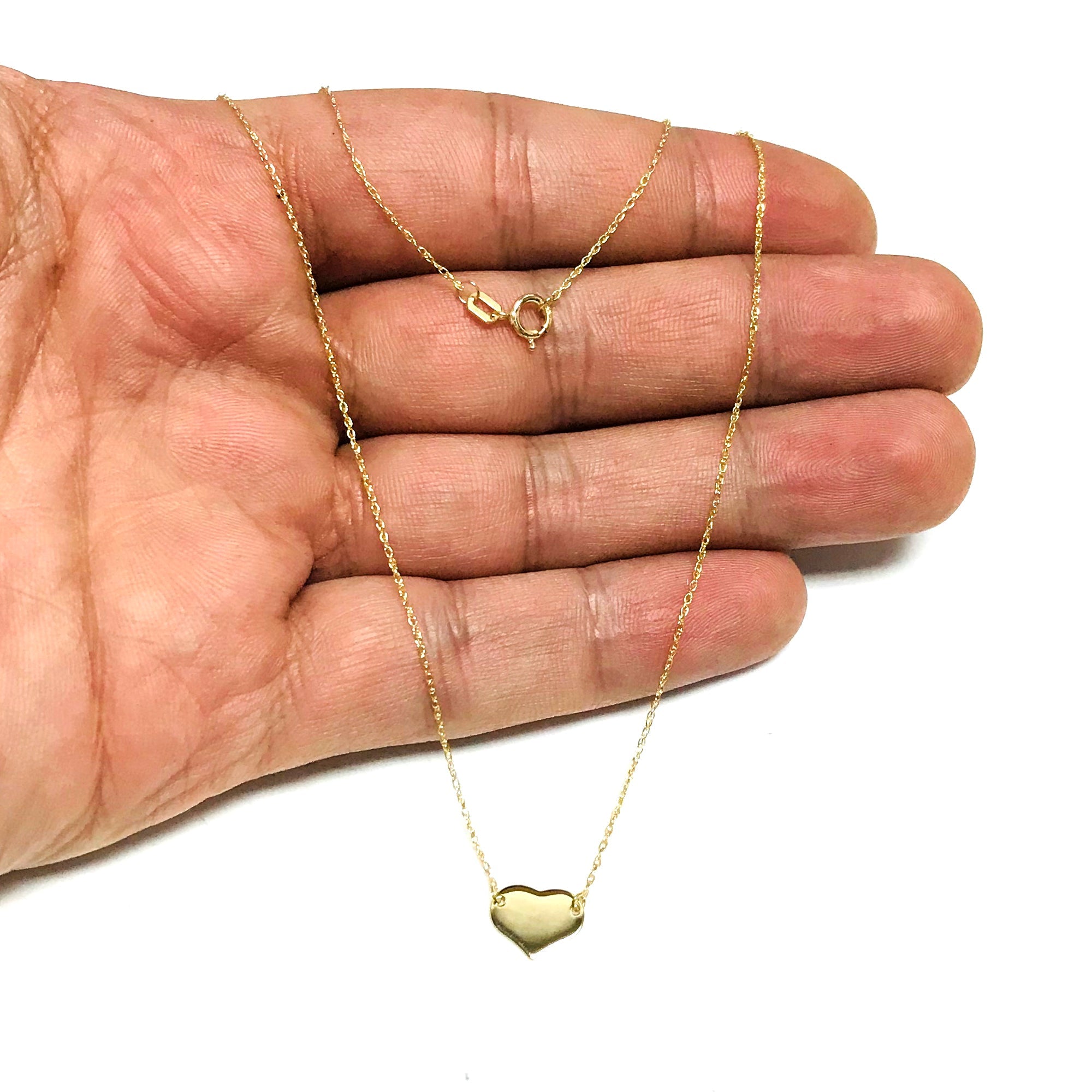 14K Yellow Gold Mini Heart Pendant Necklace, 16" To 18" Adjustable