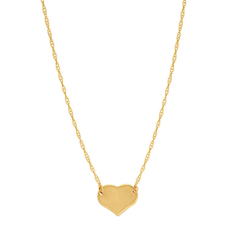 14K Yellow Gold Mini Heart Pendant Necklace, 16" To 18" Adjustable