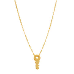 14K Yellow Gold Mini Key Pendant Necklace, 16" To 18" Adjustable