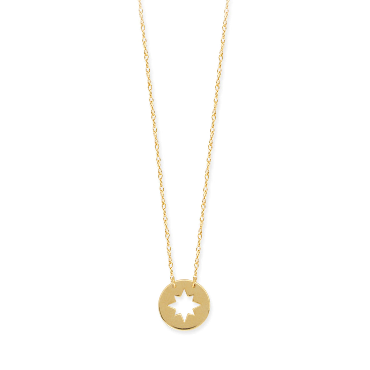 14K Yellow Gold Mini Northern Star Pendant Necklace, 16" To 18" Adjustable