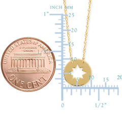 14K Yellow Gold Mini Northern Star Pendant Necklace, 16" To 18" Adjustable