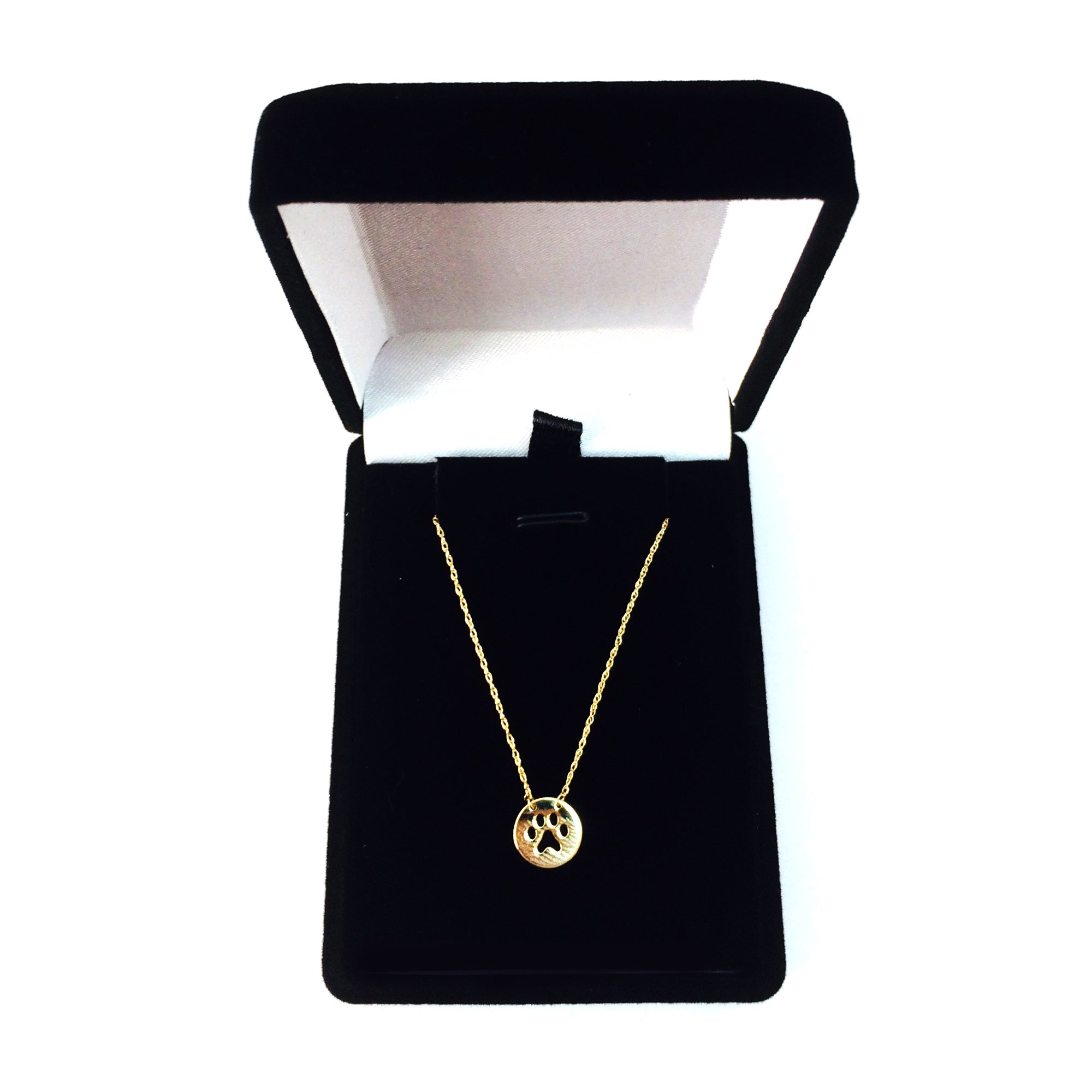 14K Yellow Gold Mini Paw Print Pendant Necklace, 16" To 18" Adjustable - JewelryAffairs