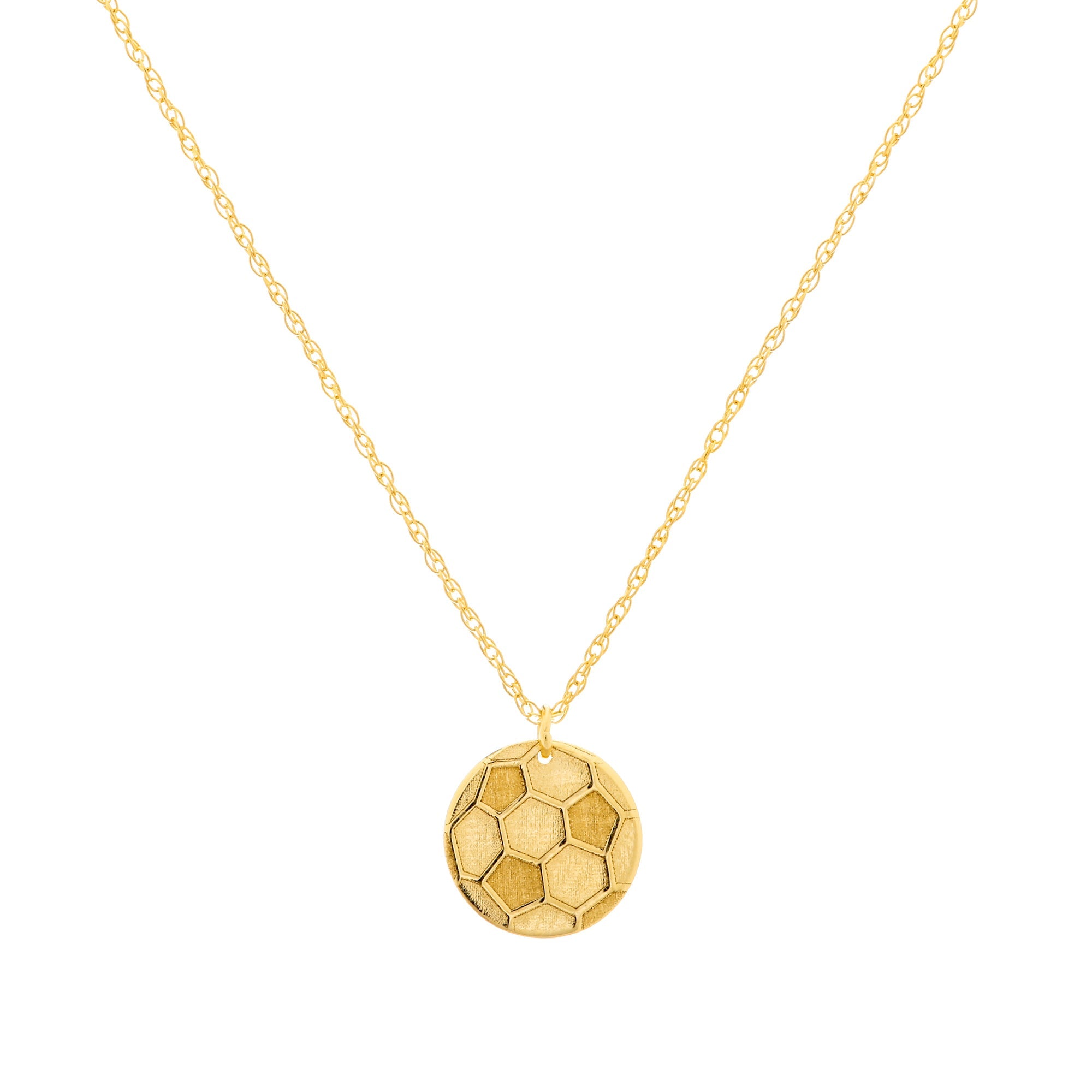 14K Yellow Gold Mini Soccer Ball Pendant Necklace, 16" To 18" Adjustable