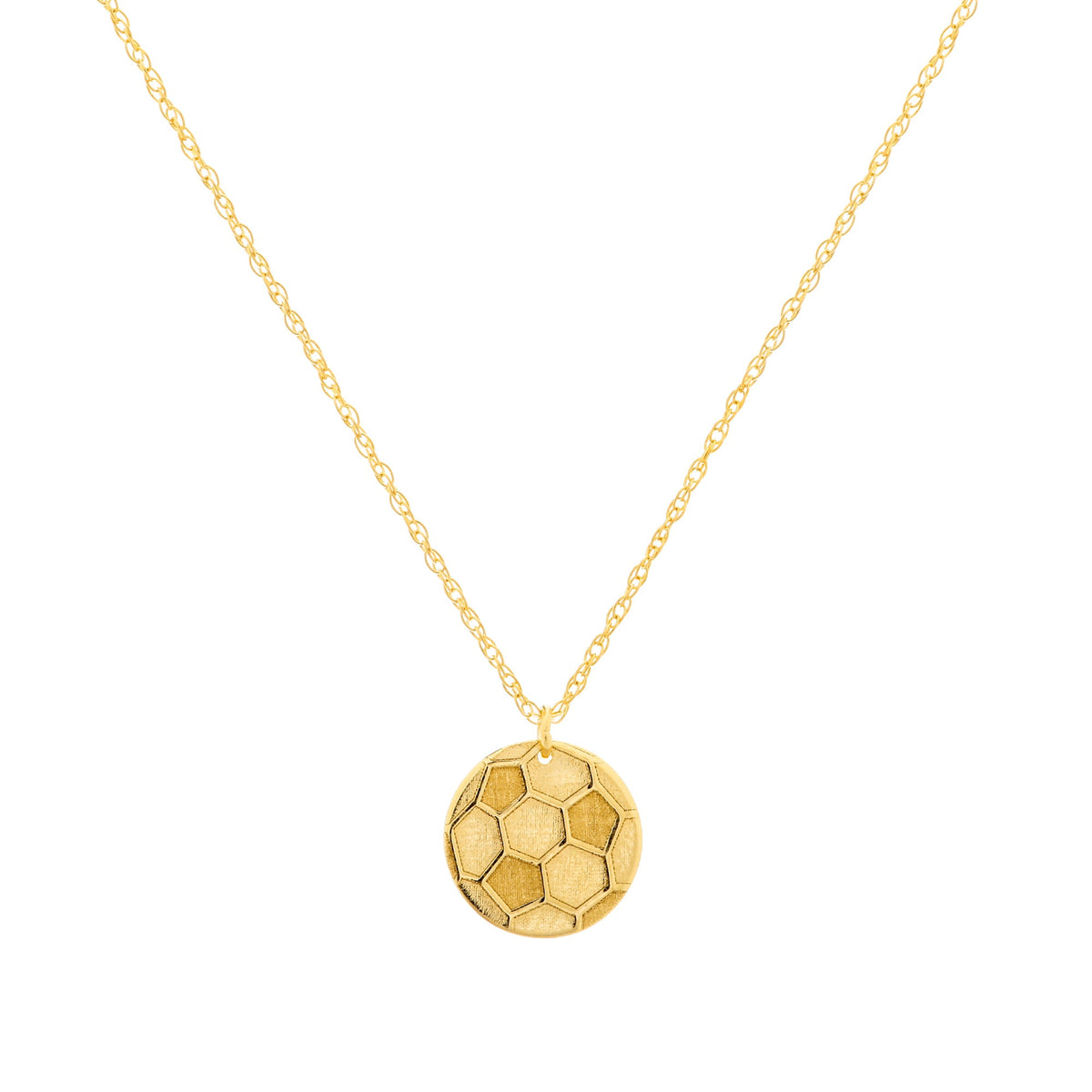 14K Yellow Gold Mini Soccer Ball Pendant Necklace, 16" To 18" Adjustable