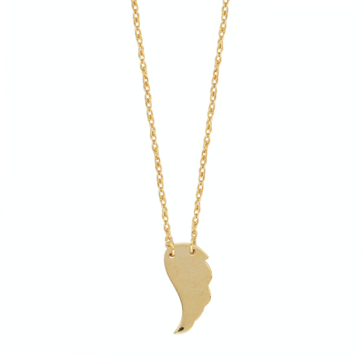 14K Yellow Gold Mini Wing Pendant Necklace, 16" To 18" Adjustable