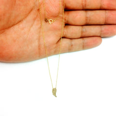 14K Yellow Gold Mini Wing Pendant Necklace, 16" To 18" Adjustable