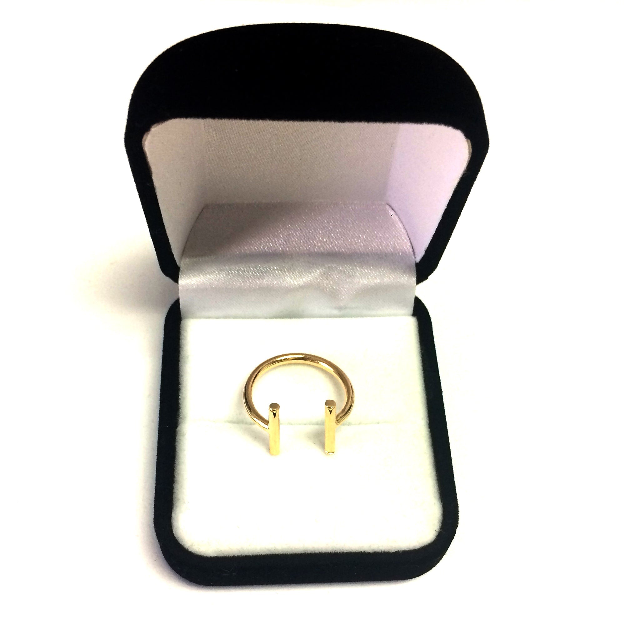 14K Yellow Gold Open Ring With Parallel T Bar Ends, Size 7 - JewelryAffairs