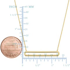14K Yellow Gold Oval Bar Pendant Necklace, 18" - JewelryAffairs