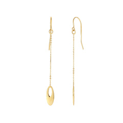 14K Yellow Gold Oval Bead Drop Earrings