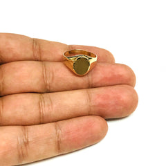 14k Yellow Gold Oval Disc Signet Womens Ring, 7 - JewelryAffairs