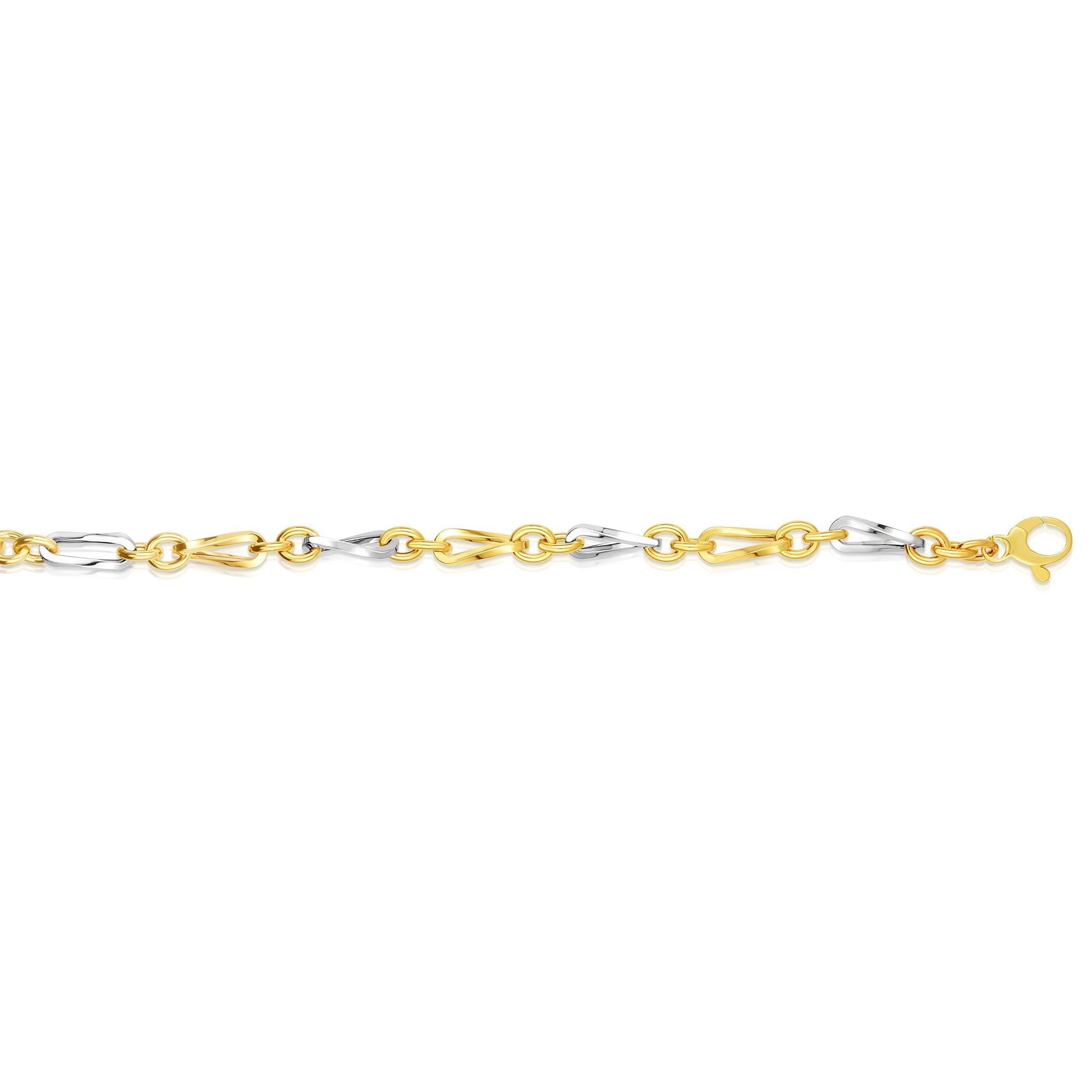 14k Yellow Gold Oval Link Fancy Bracelet, 7.75" - JewelryAffairs