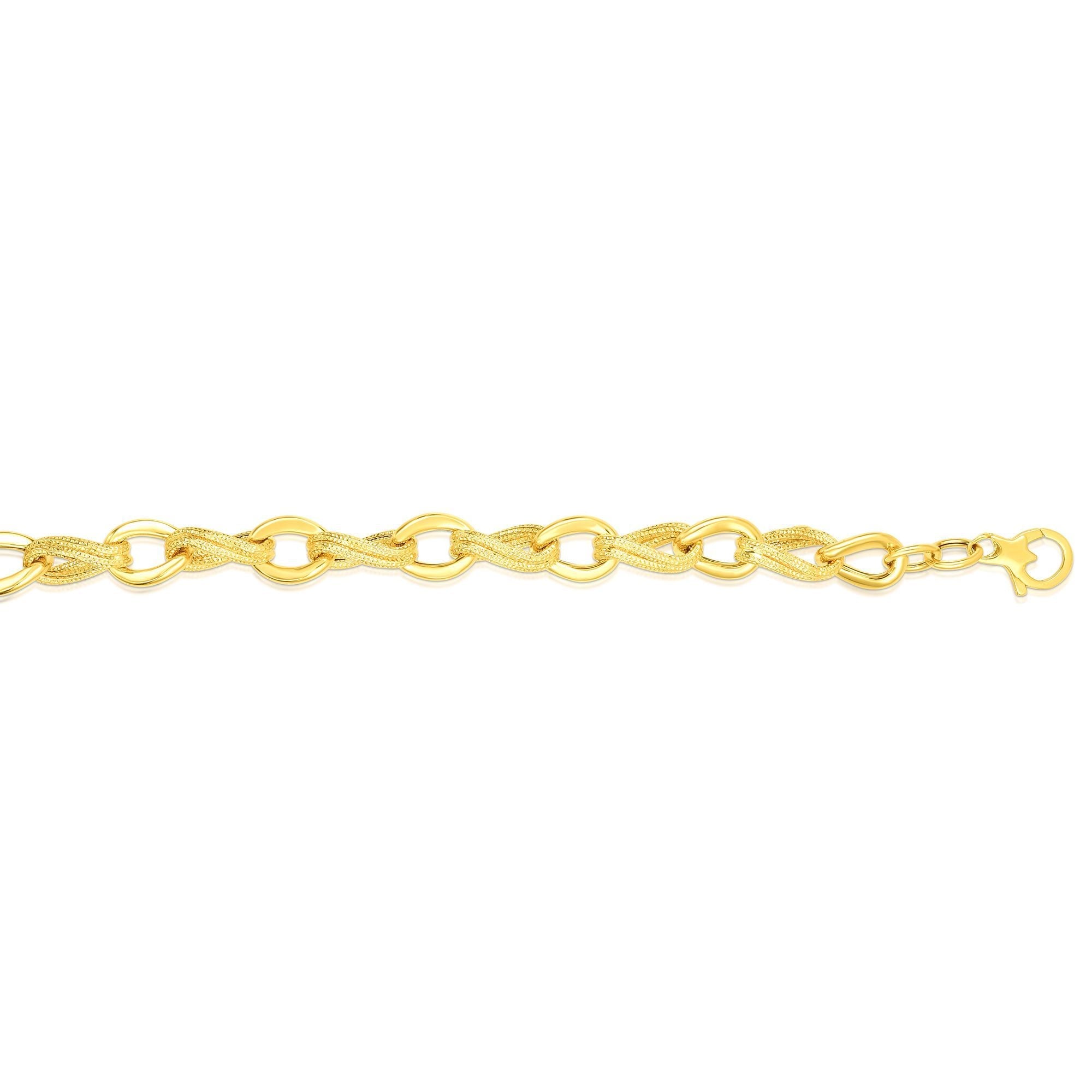 14k Yellow Gold Oval Link Fancy Bracelet, 8"