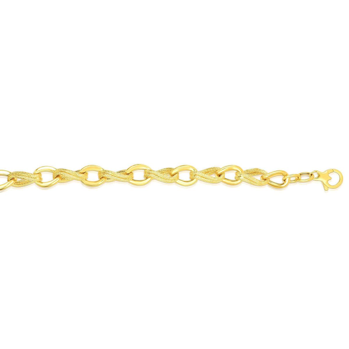 14k Yellow Gold Oval Link Fancy Bracelet, 8"