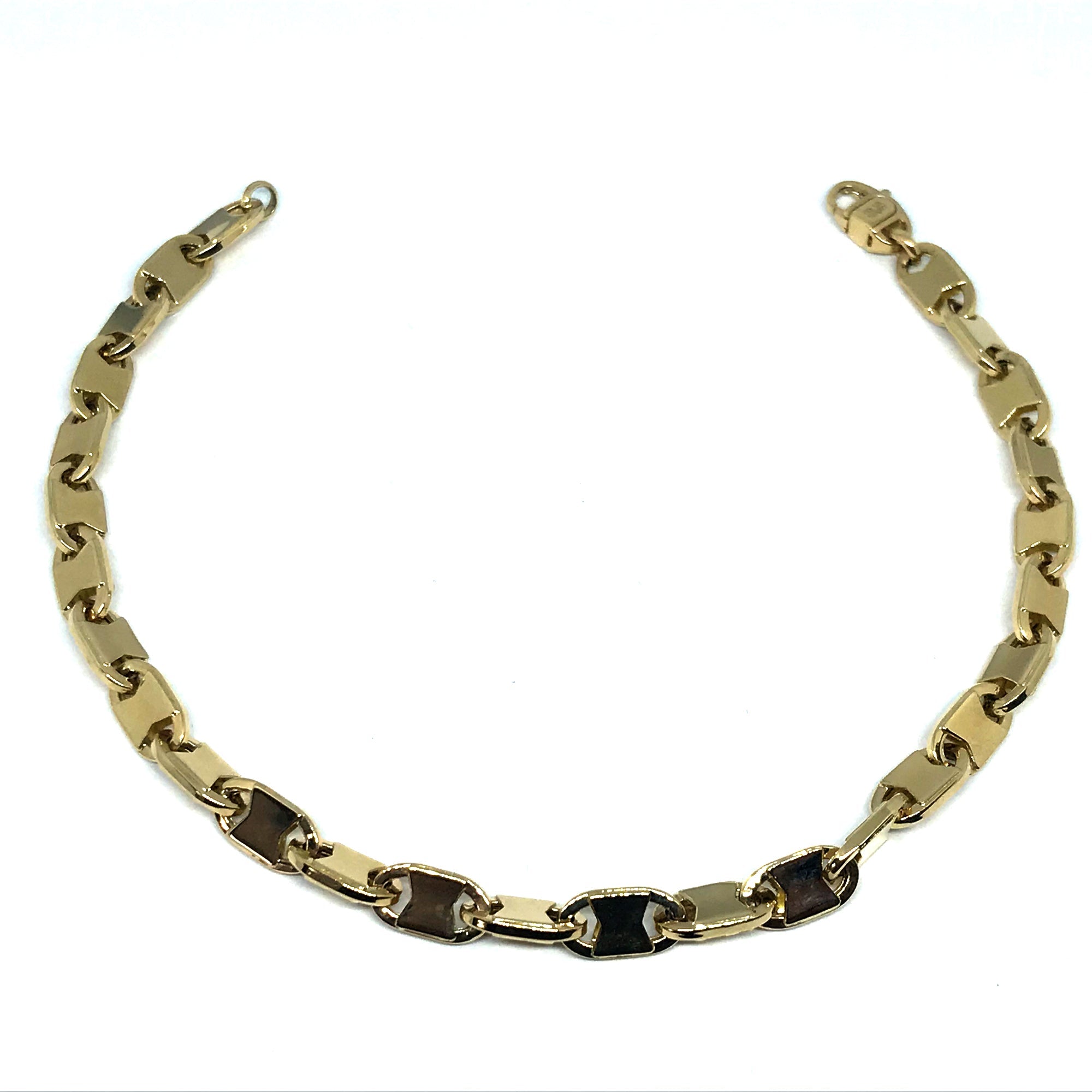 14k Yellow Gold Oval Link Mens Bracelet, 8.25" - JewelryAffairs