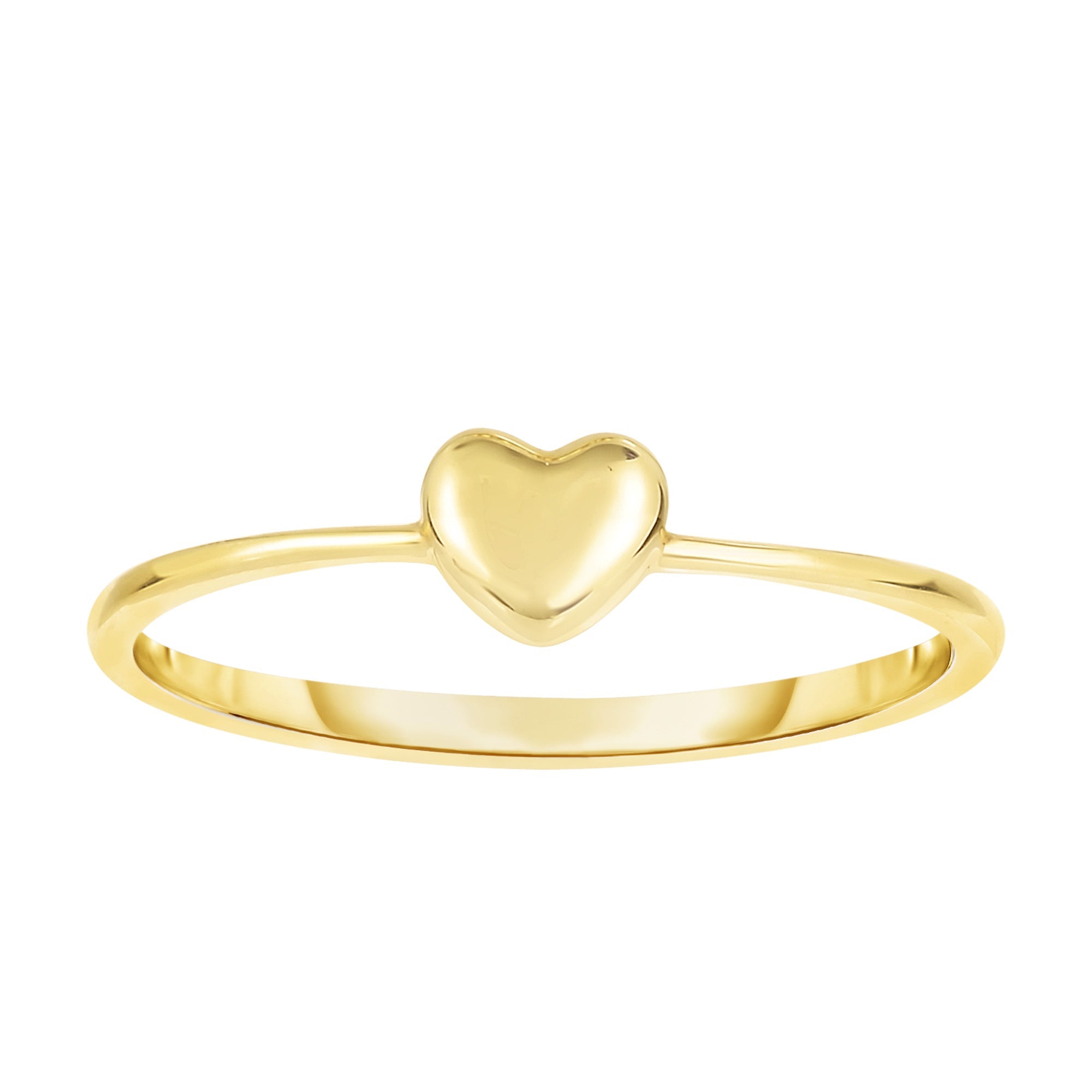 14K Yellow Gold Puffy Heart Ring, Size 7
