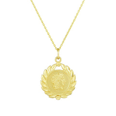 14k Yellow Gold Roman Coin Pendant Necklace, 18"