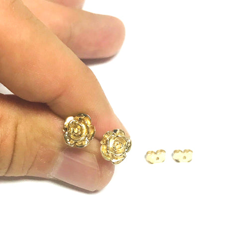 14k Yellow Gold Rose Bud Stud Earrings