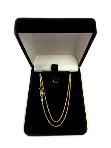 14k Yellow Gold Round Wheat Chain Necklace, 1.15mm