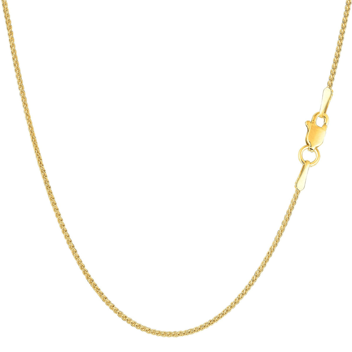14k Yellow Gold Round Wheat Chain Necklace, 1.15mm - JewelryAffairs
