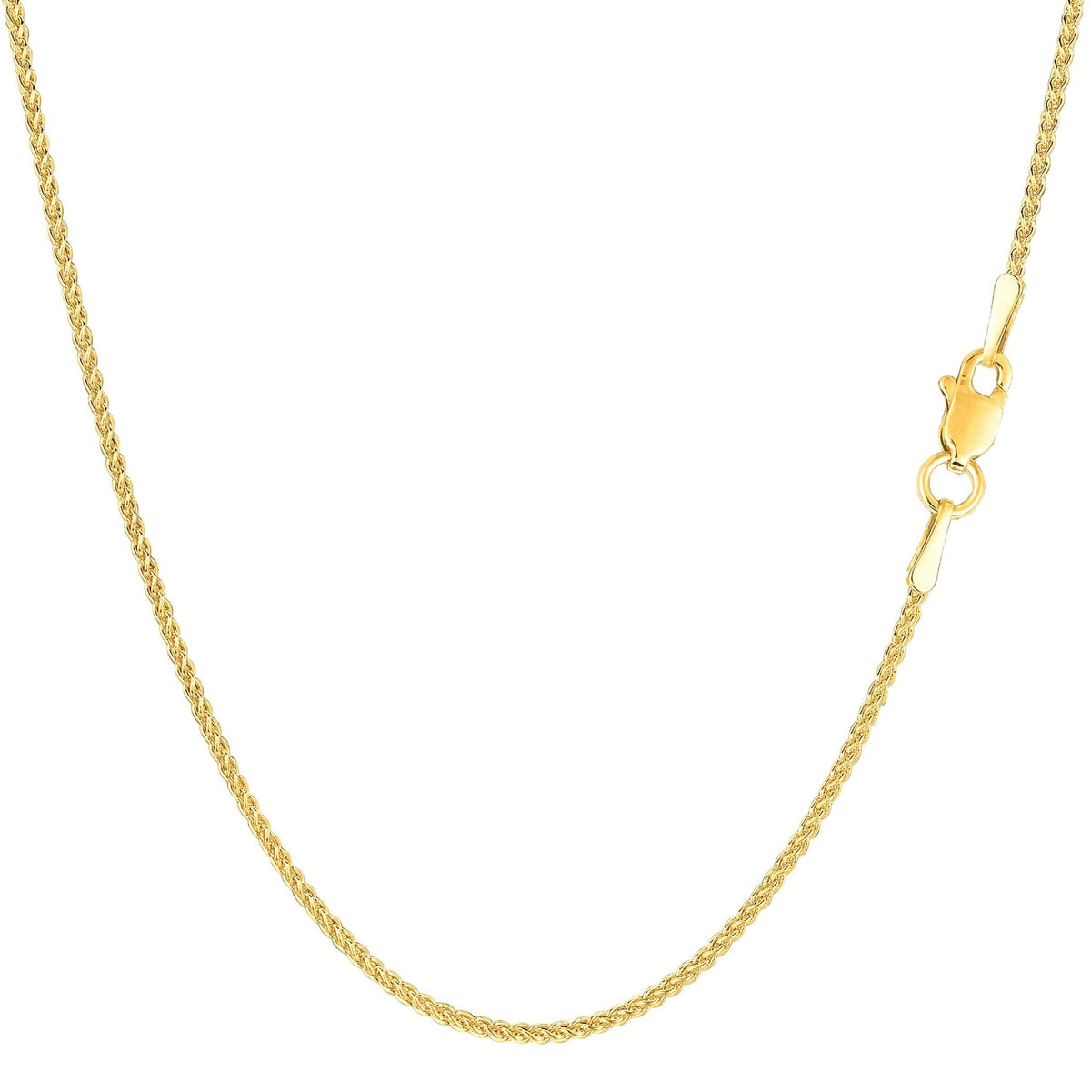 14k Yellow Gold Round Wheat Chain Necklace, 1.2mm - JewelryAffairs