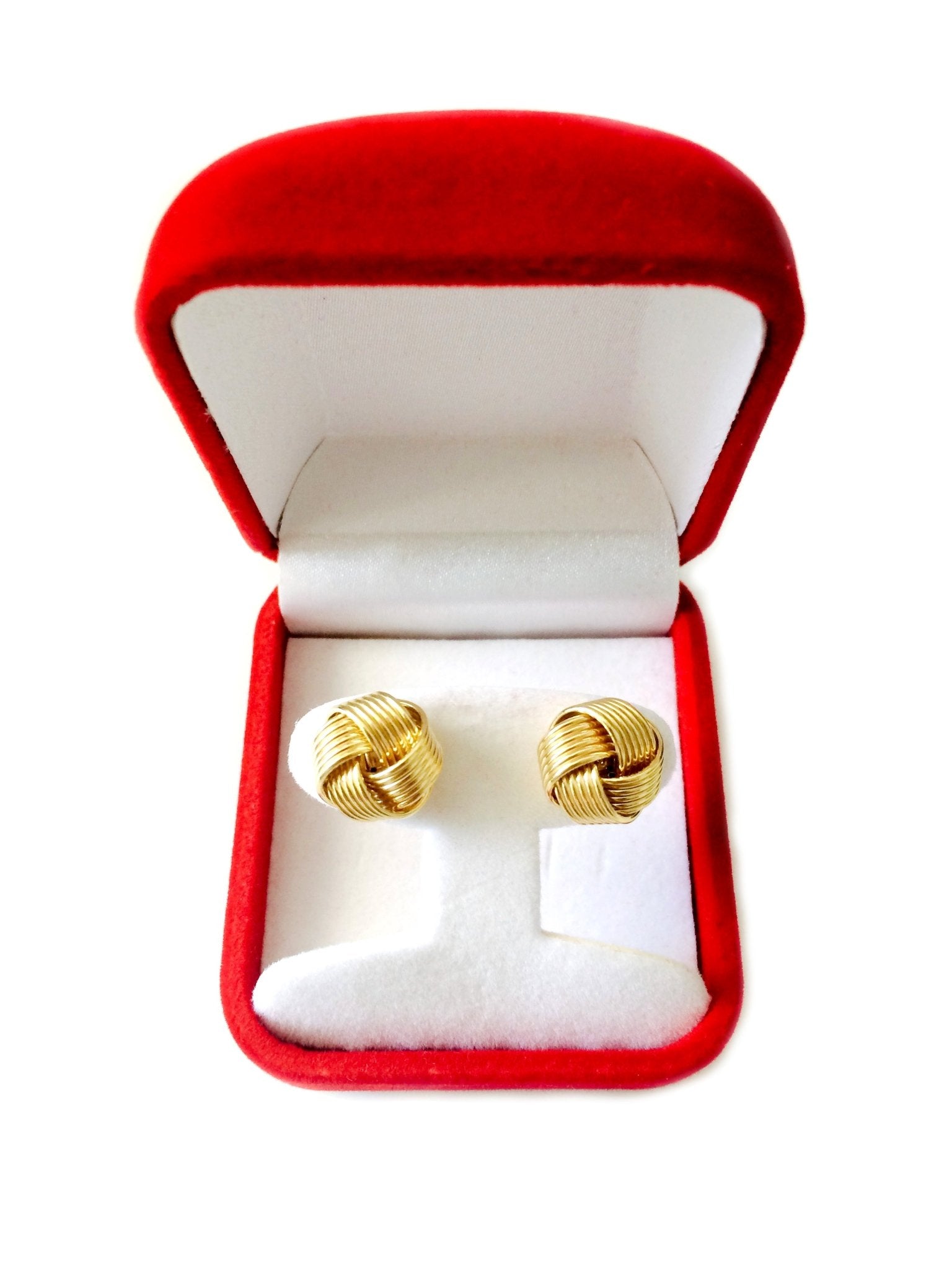 14k Yellow Gold Shiny 6 Row Love Knot Stud Earrings, 12mm