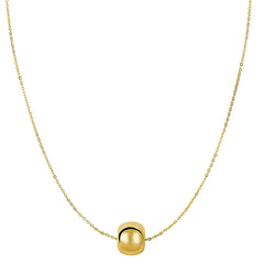14k Yellow Gold Shiny 8mm Round Bead Charm Necklace, 18" - JewelryAffairs
