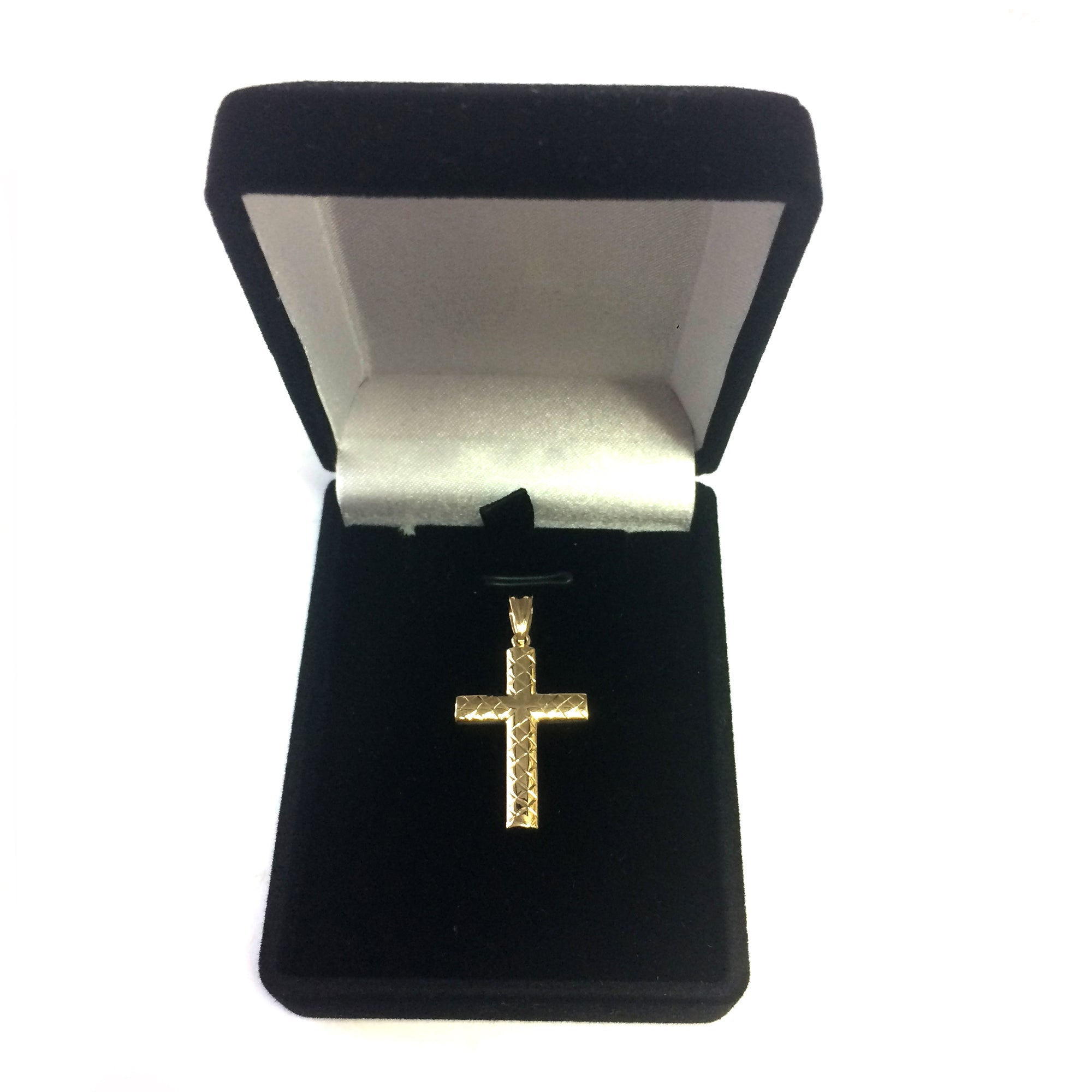 14k Yellow Gold Shiny Diamond Cut Fancy Cross Pendant 15x30 mm
