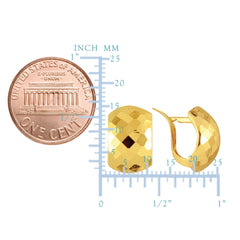 14k Yellow Gold Shiny Hammered Look Snuggable Earrings, 10 x 15mm