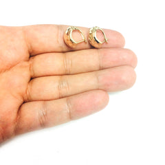 14k Yellow Gold Shiny Hammered Look Snuggable Earrings, 10 x 15mm
