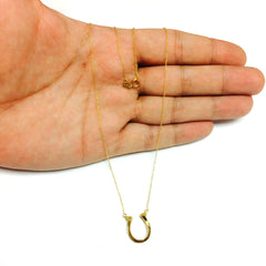 14k Yellow Gold Shiny Lucky Horse Shoe Pendant Necklace, 18"