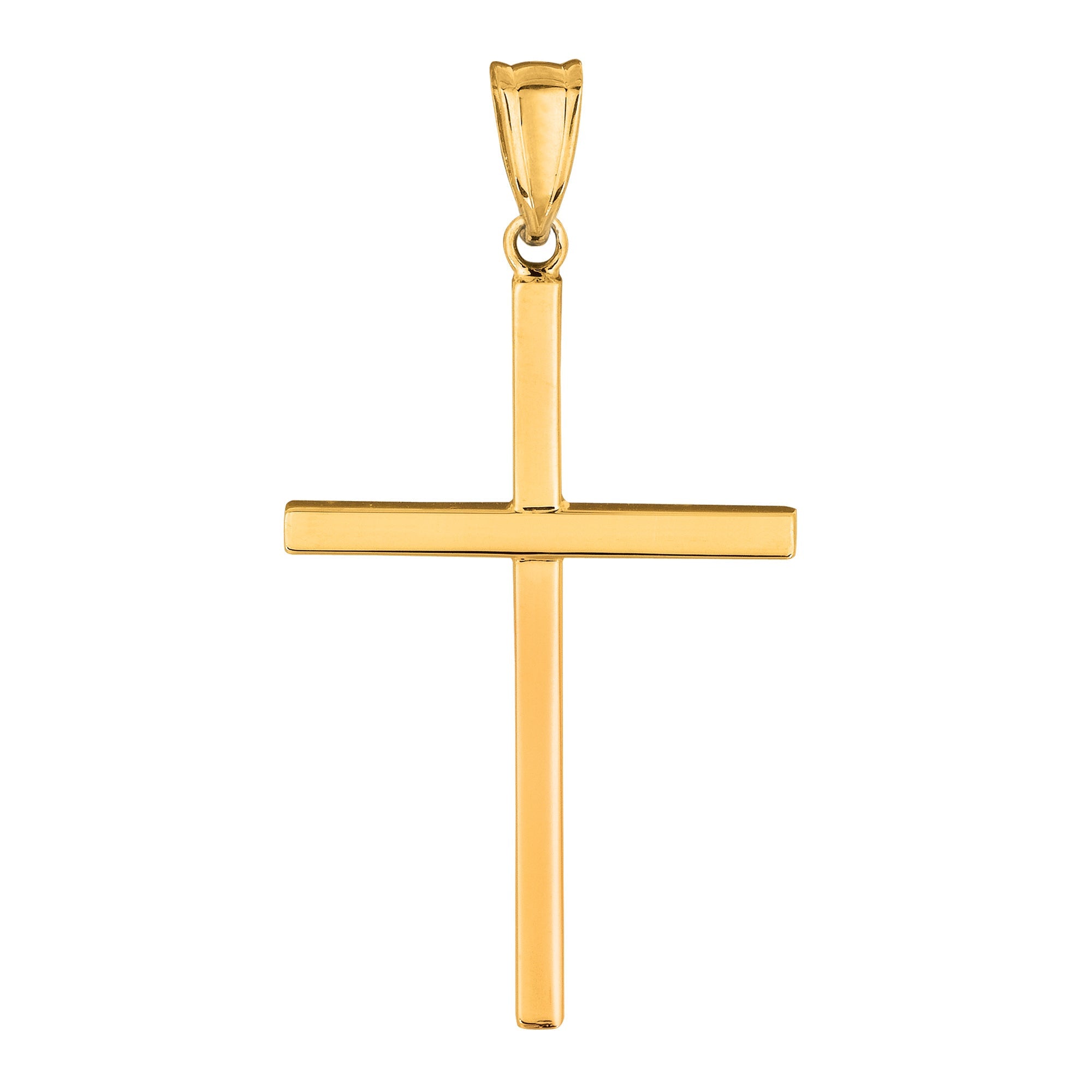 14k Yellow Gold Shiny Square Tube Style Cross Pendant - JewelryAffairs