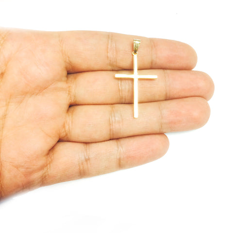 14k Yellow Gold Shiny Square Tube Style Cross Pendant