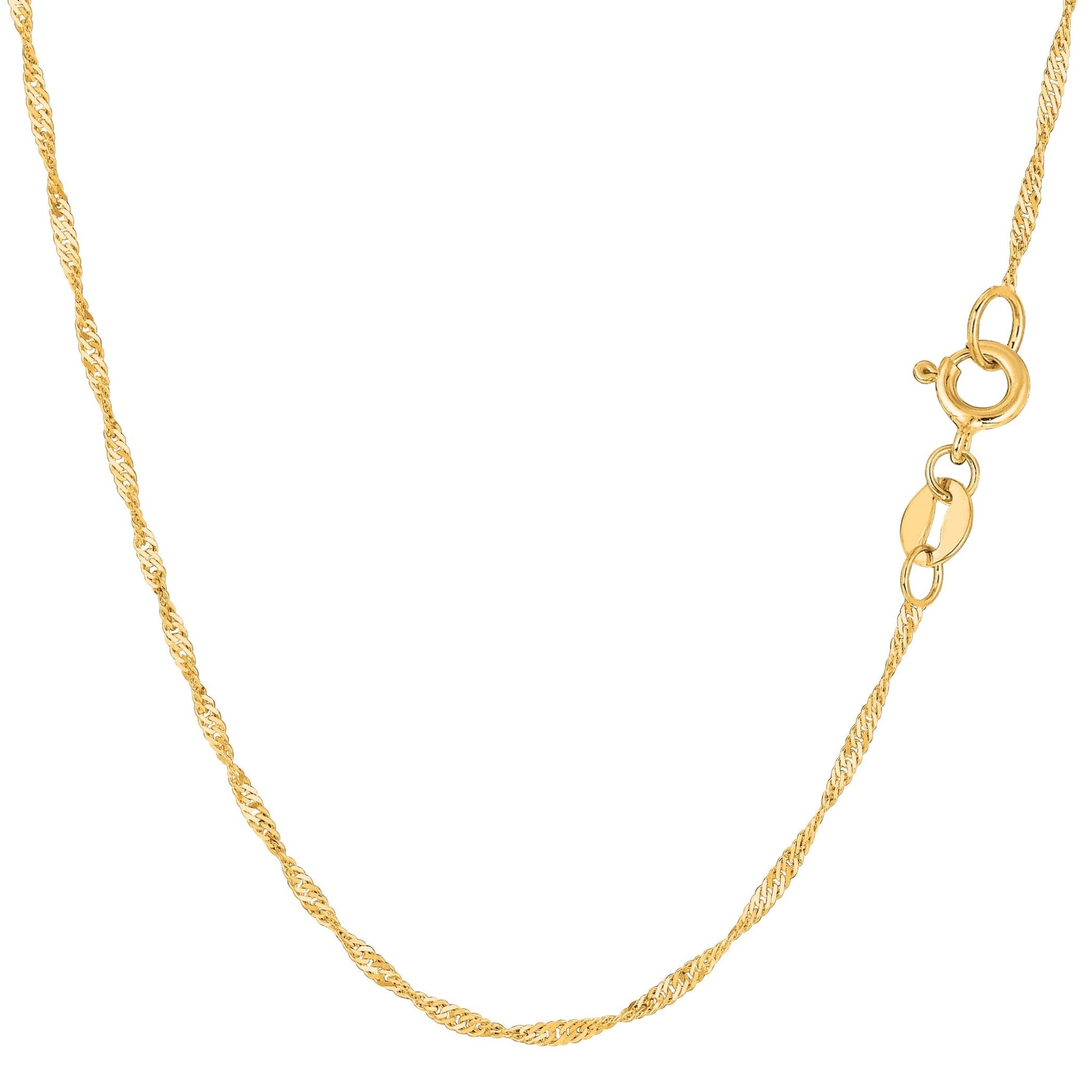14k Yellow Gold Singapore Chain Bracelet, 1.5mm, 10"