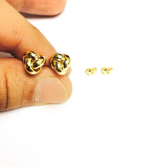14k Yellow Gold Single Row Love Knot Stud Earrings, 9mm