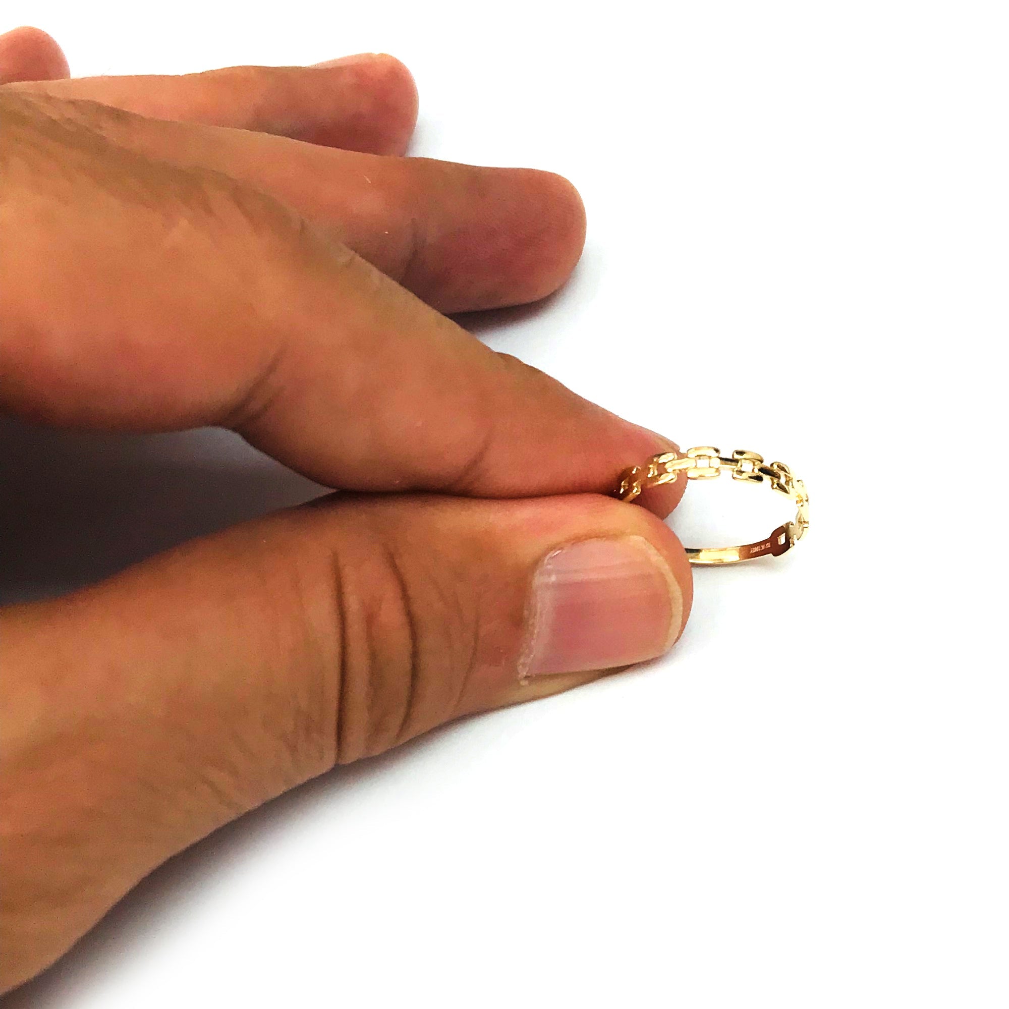 14k Yellow Gold Square Links Band Ring, Size 7 - JewelryAffairs