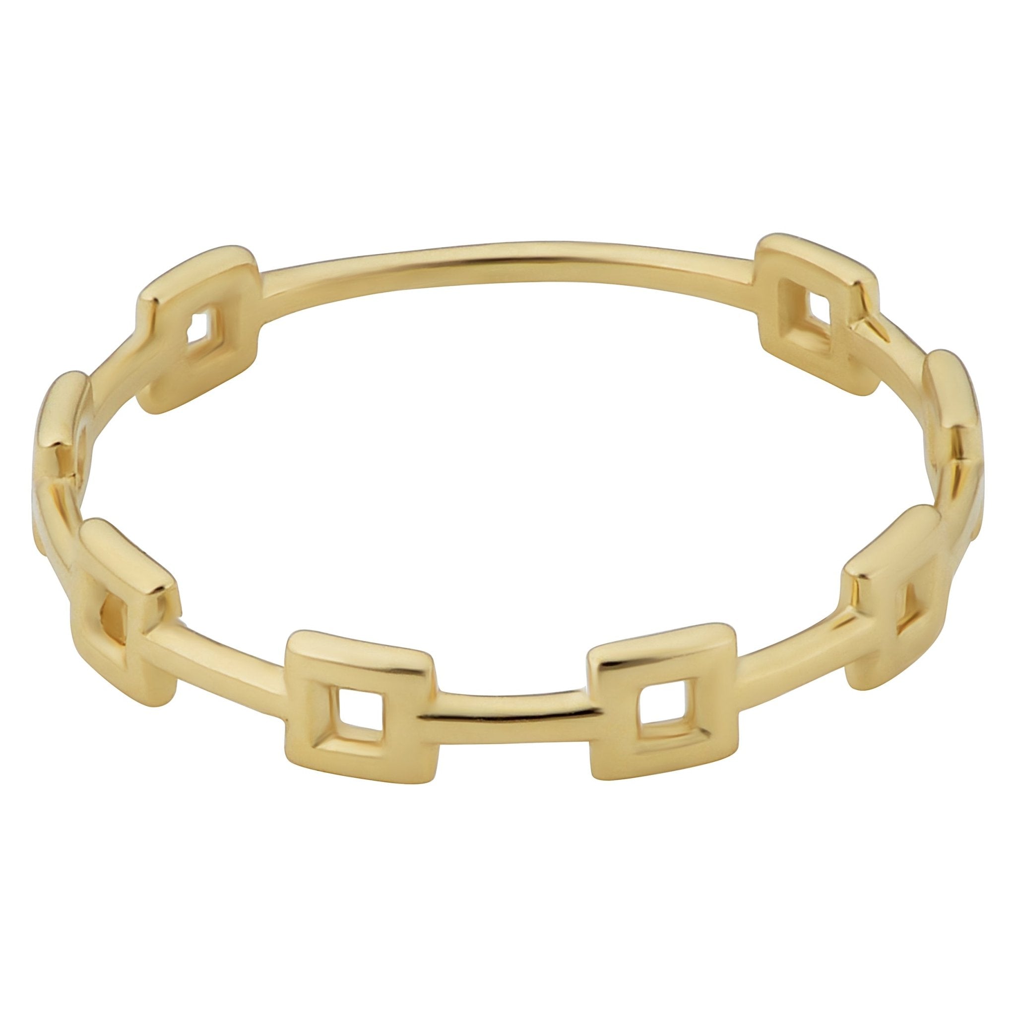 14k Yellow Gold Square Station Ring