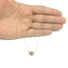 14k Yellow Gold Star Charm Necklace, 18"