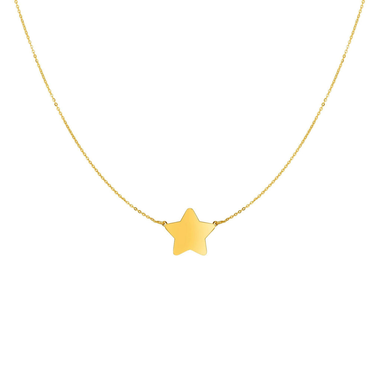 14k Yellow Gold Star Charm Necklace, 18"