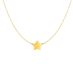 14k Yellow Gold Star Charm Necklace, 18"
